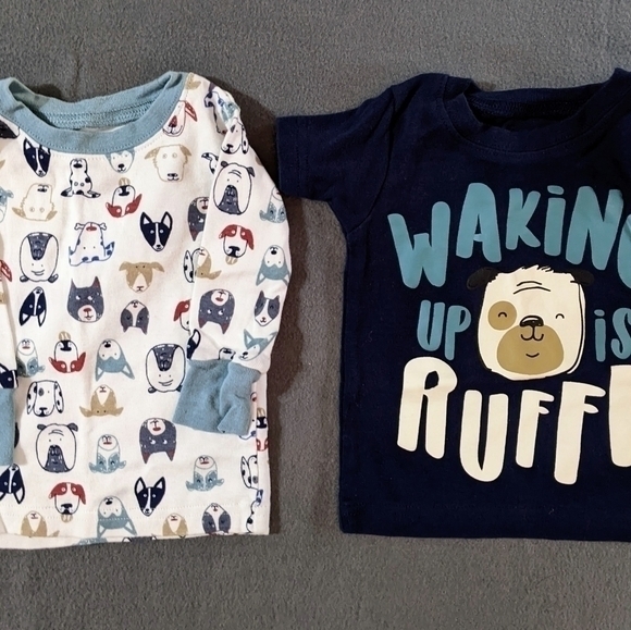 Boys Carter's short and long sleeve puppy dog pajamas sleep shirts size 6 months - Picture 1 of 2